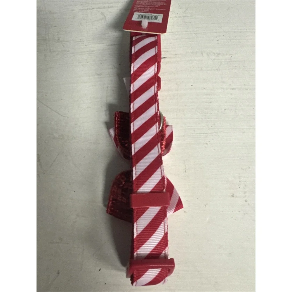 Marry & Bright Holiday Dog Collar Red Strip Candy Cane Size M Medium‎